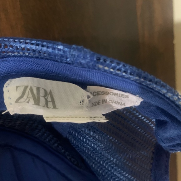 Vintage Half Ride Hat Cap Snap Back Foam Mesh Trucker White Blue Green Zara EUC - Picture 2 of 6